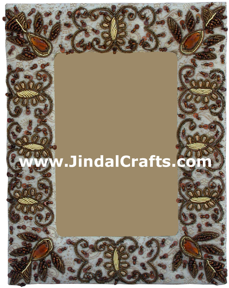Photo Frame Beaded Hand Embroidered Jari Zari Craft Art