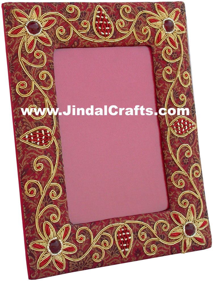 Hand Embroidered Photo Frame Indian Handicrafts Arts Crafts Gift Souvenirs Jari