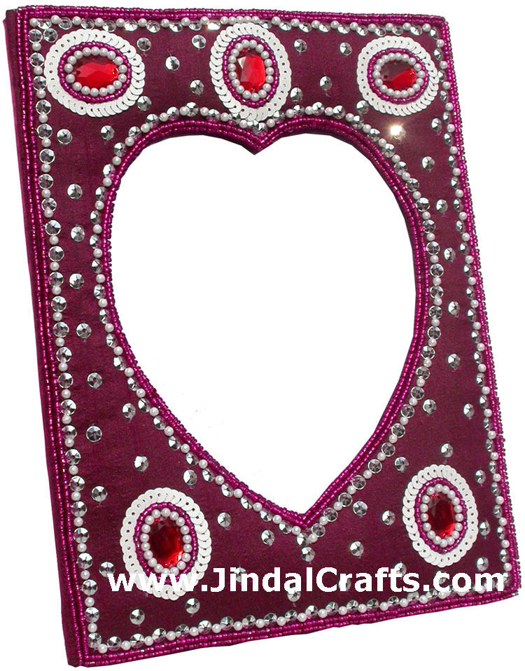 Hand Embroidered Beaded Zari Zardozi Photo Frame Rich Indian Traditional Crafts