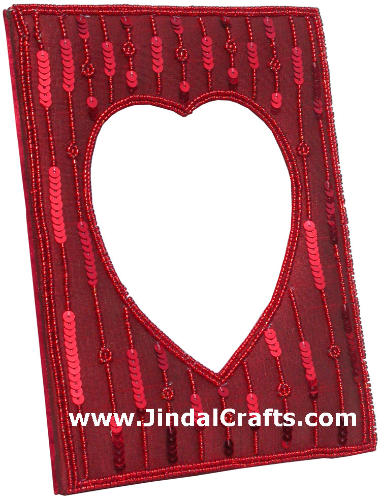 Hand Embroidered Beaded Zari Zardozi Photo Frame Rich Indian Traditional Crafts