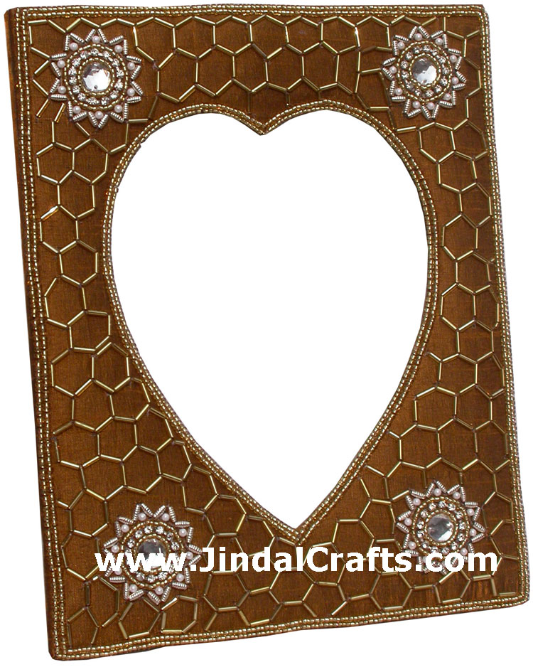 Hand Embroidered Beaded Zari Zardozi Photo Frame Rich Indian Traditional Crafts