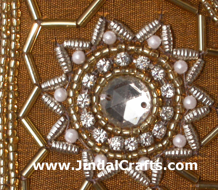 Hand Embroidered Beaded Zari Zardozi Photo Frame Rich Indian Traditional Crafts