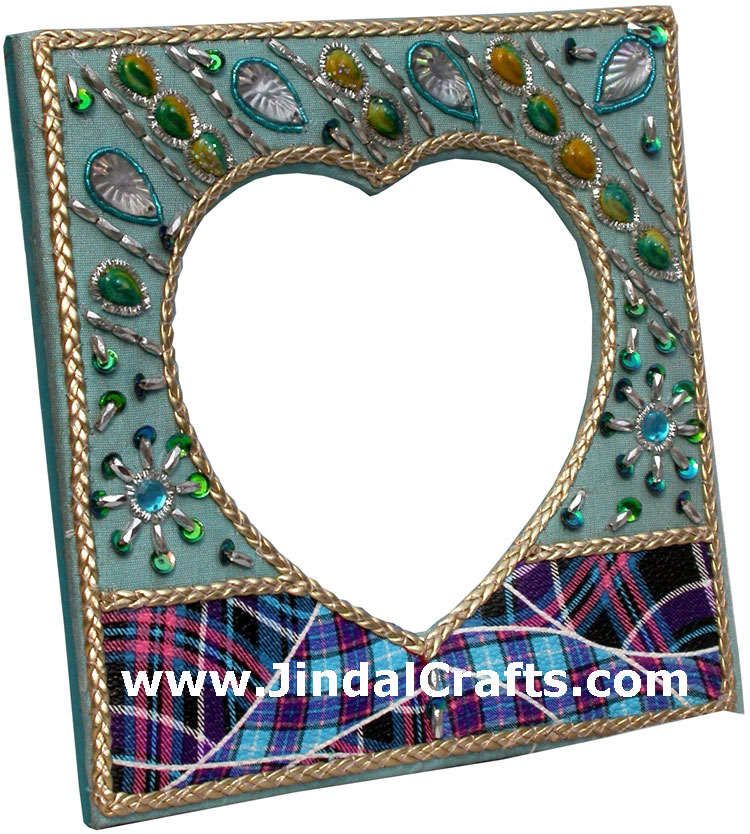 Hand Embroidered Beaded Zari Zardozi Photo Frame Rich Indian Traditional Crafts