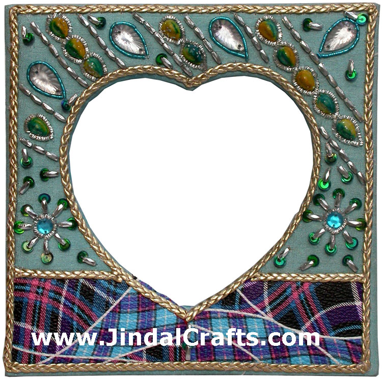 Hand Embroidered Beaded Zari Zardozi Photo Frame Rich Indian Traditional Crafts