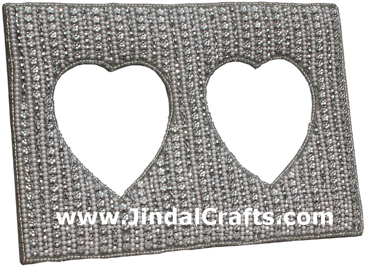 Hand Embroidered Beaded Zari Zardozi Photo Frame Rich Indian Traditional Crafts
