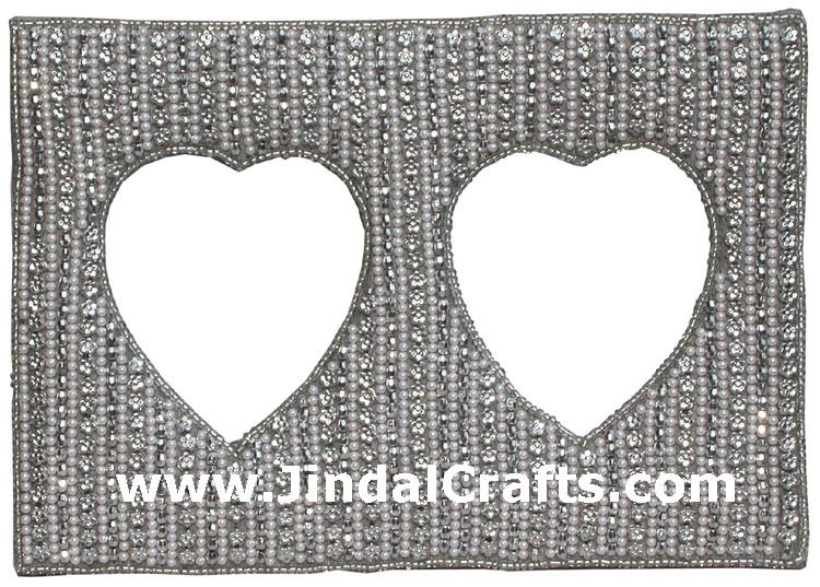 Hand Embroidered Beaded Zari Zardozi Photo Frame Rich Indian Traditional Crafts