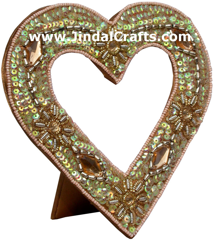 Hand Embroidered Beaded Zari Zardozi Photo Frame Rich Indian Traditional Crafts