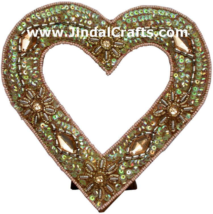Hand Embroidered Beaded Zari Zardozi Photo Frame Rich Indian Traditional Crafts