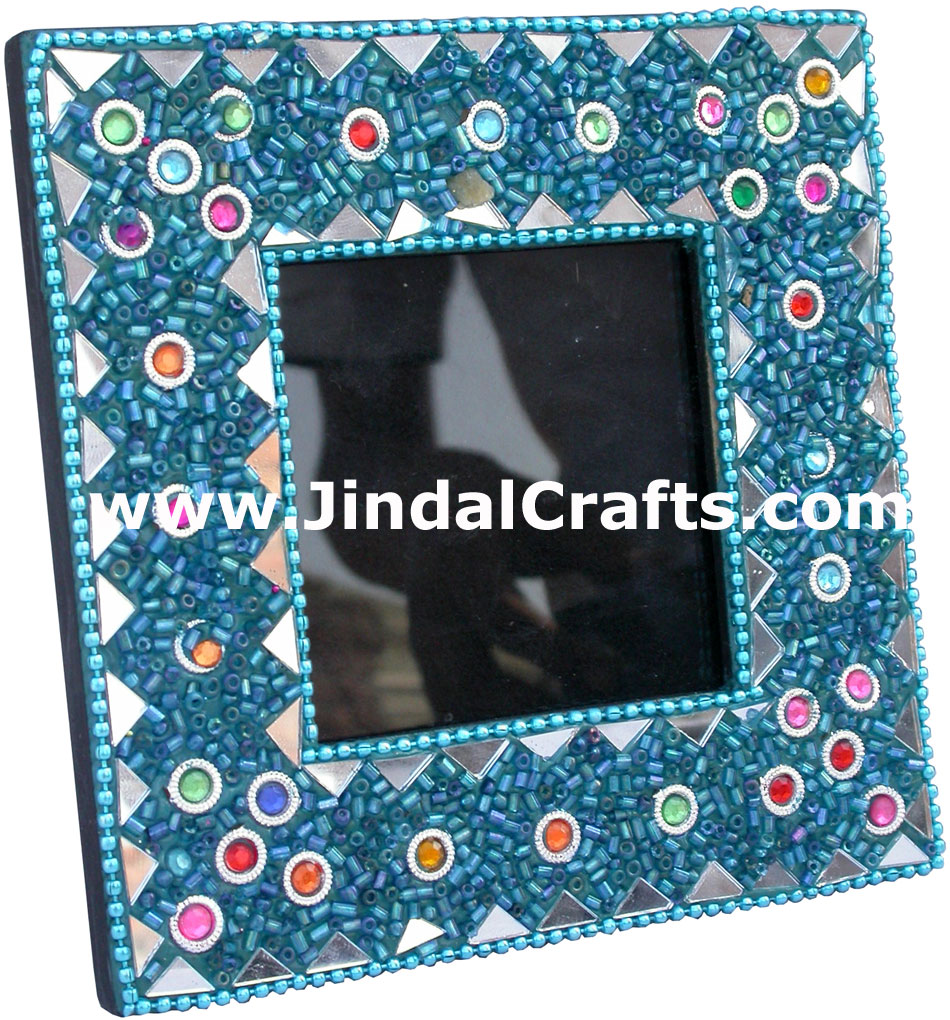 Hand Made Lac Mirror Photo Frame Rich Indian Traditional Crafts Handicrafts Arts