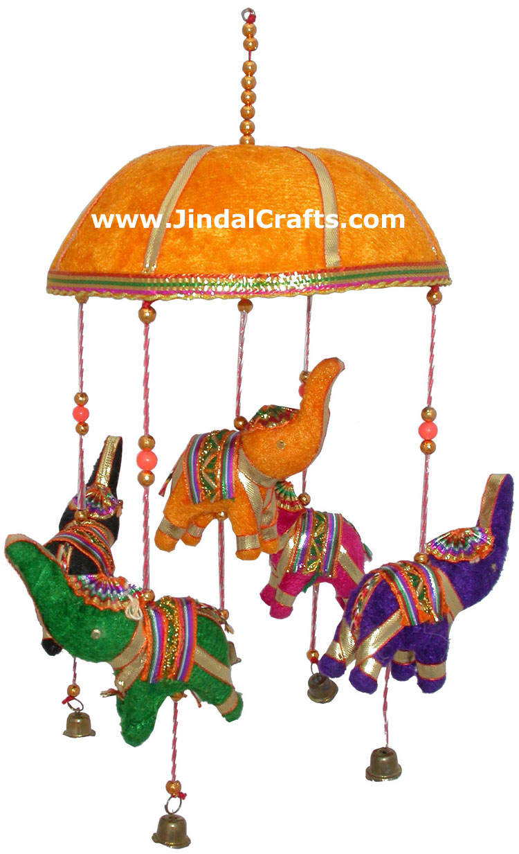 Handmade Traditional Five Elephants Hanging Indian Art