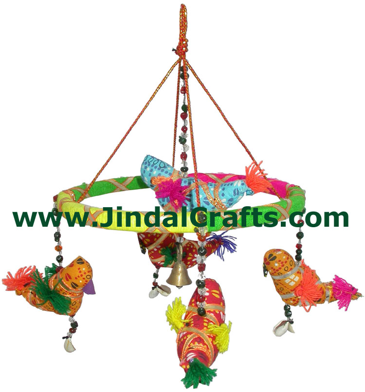 Handmade Traditional Five Birds Ring Hanging Indian Art