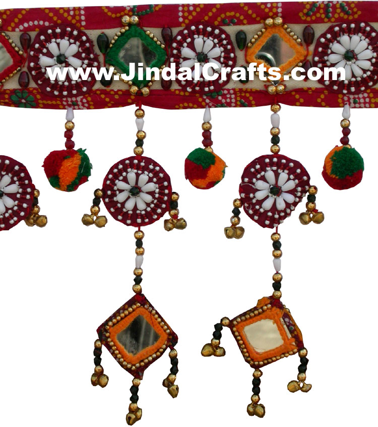 Colourful Handmade Mirrors Hanging Toran Home Decor Traditional Handicraft India