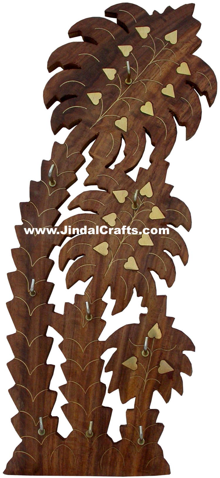 Handcarved Wooden Brass Inlay Key Holder Home Decor Traditional Handicrafts