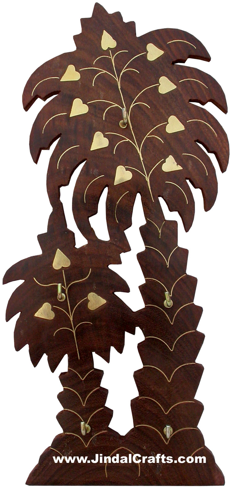 Handcarved Wooden Brass Inlay Key Holder Home Decor Traditional Handicrafts Art