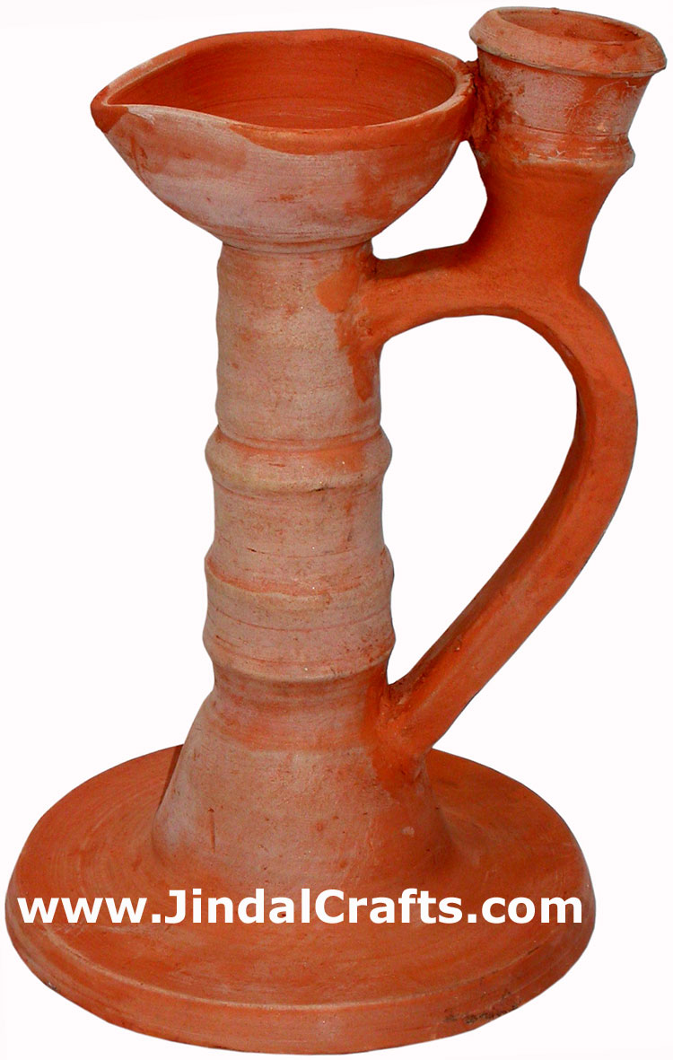 Hand Made Terracotta Oil Lamp Candle Holder Indian Tribal Artifact Handicrafts