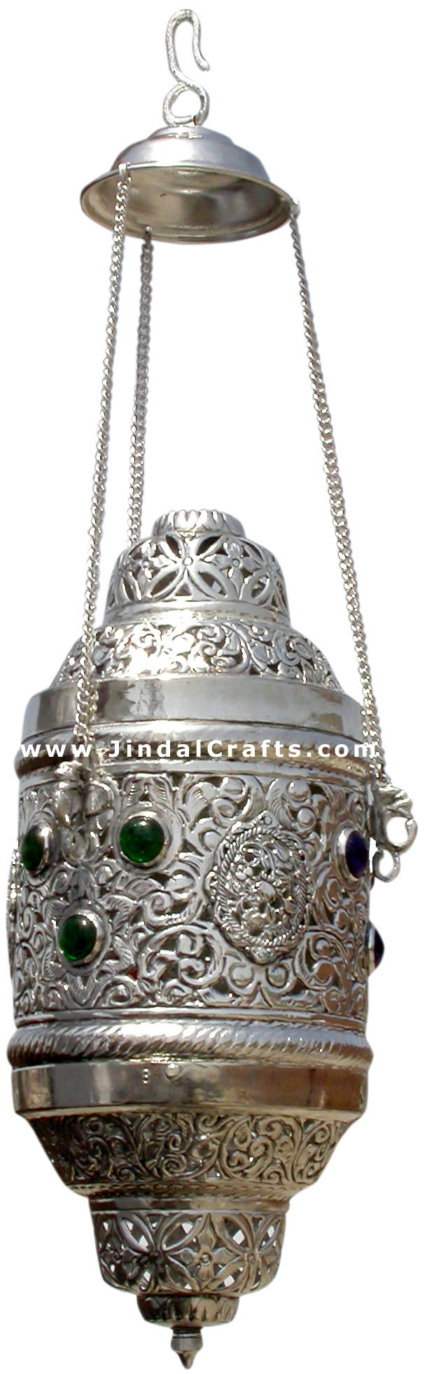 Hand Carved Silver Plated Traditional Lampshade India