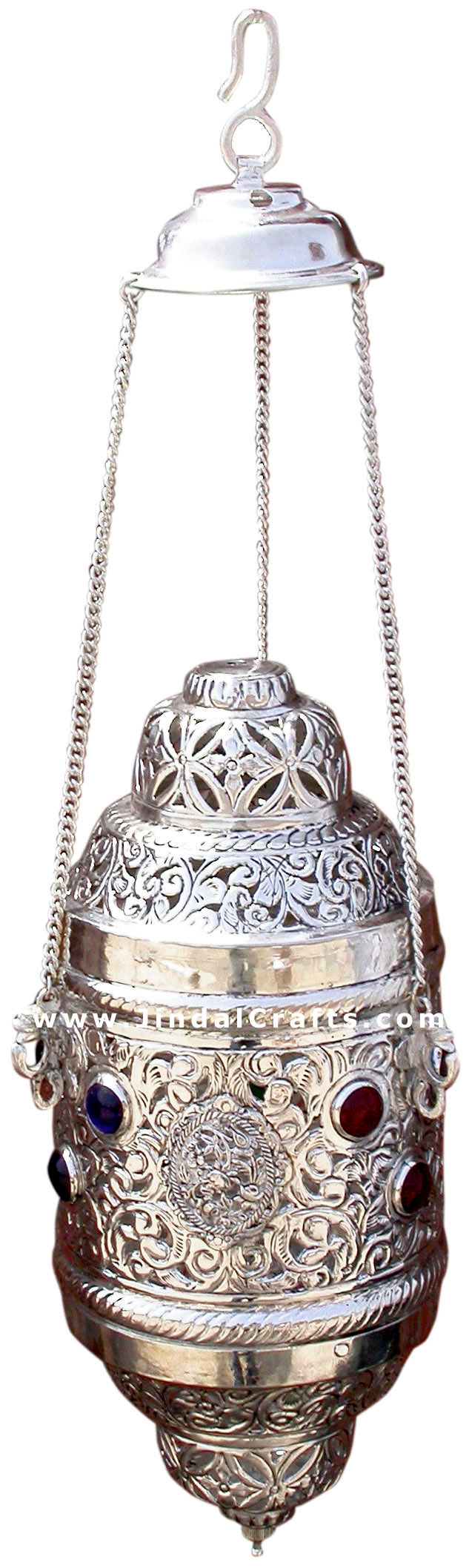 Hand Carved Silver Plated Traditional Lampshade India