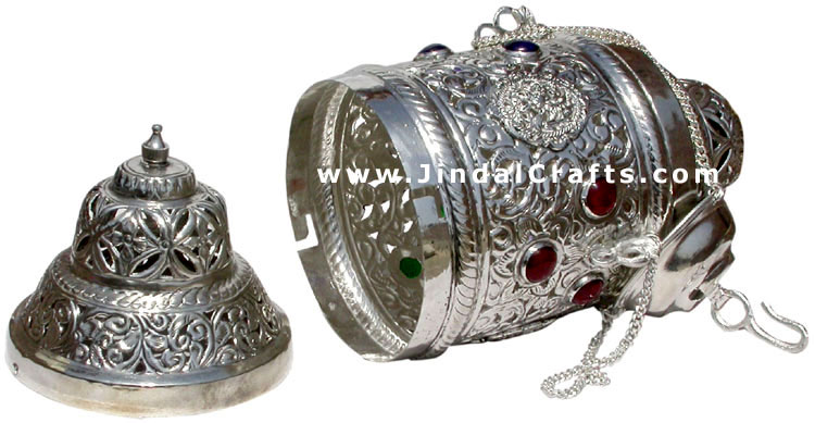 Hand Carved Silver Plated Traditional Lampshade India
