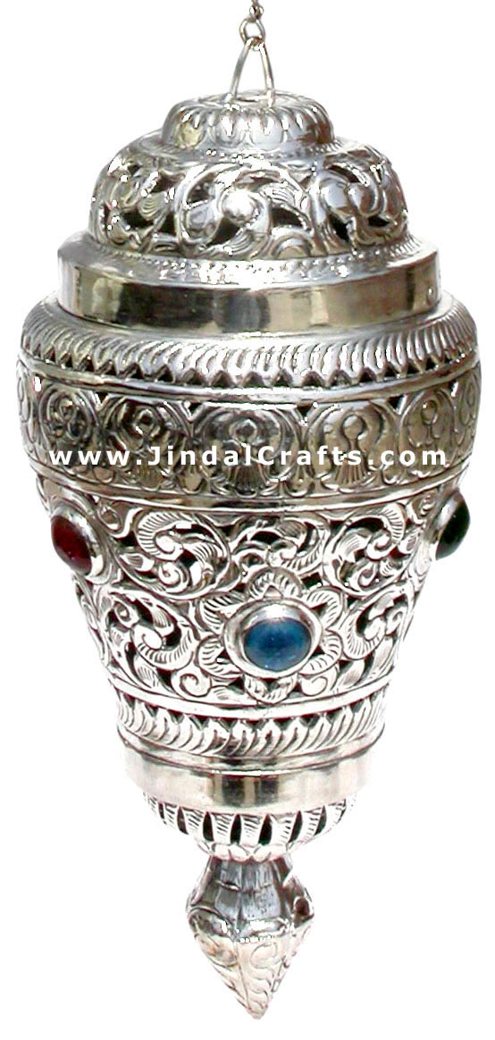 Hand Carved Silver Plated Traditional Lampshade India