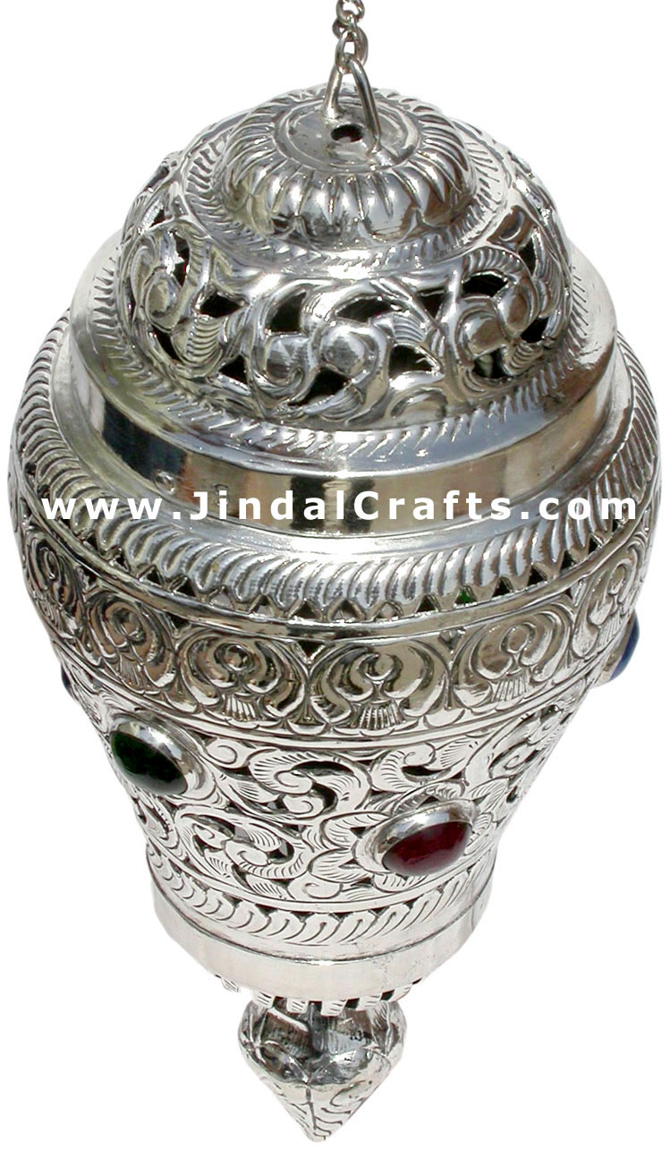 Hand Carved Silver Plated Traditional Lampshade India