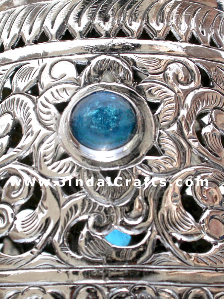 Hand Carved Silver Plated Traditional Lampshade India