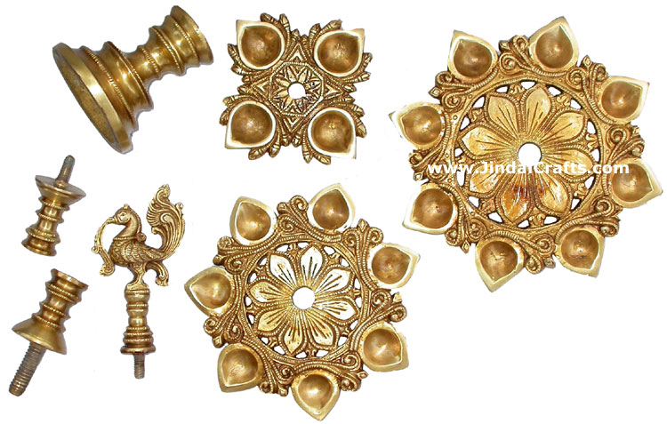 Lamp Diya Brass Made Peacock Headed India Religious Art