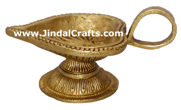 Lamp Diya Brass Made India Religious Decor Handicrafts