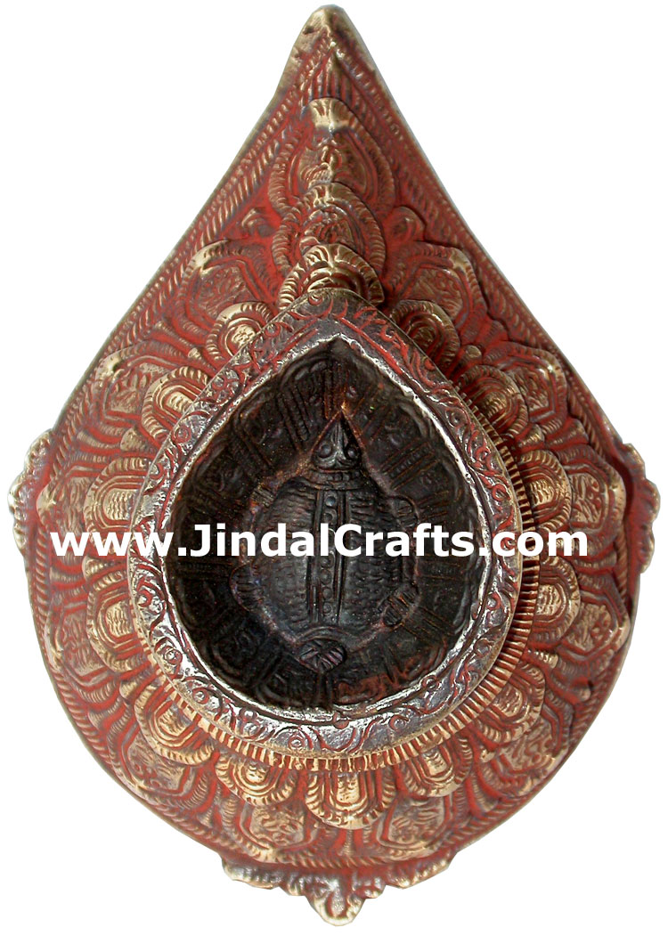 Antique Finish Brass Lamp Diya Deepak India Hindu Arts