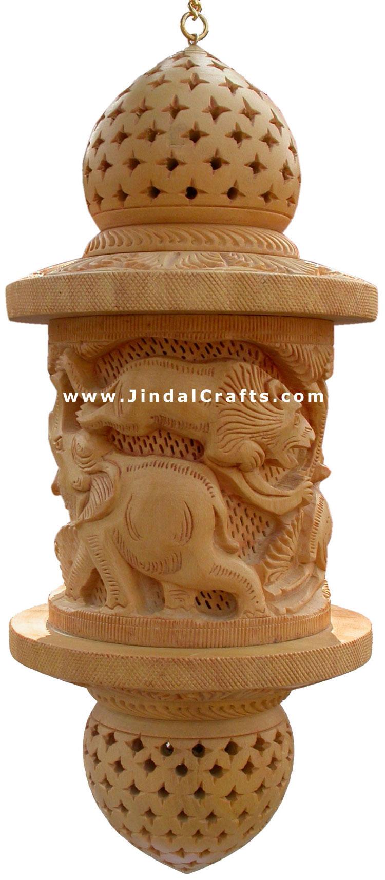Lampshade Hand Carved Wooden Jungle Masterpiece Art