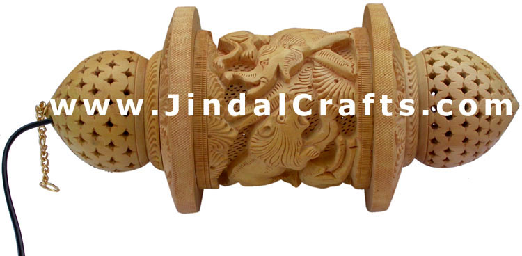 Lampshade Hand Carved Wooden Jungle Masterpiece Art