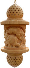 Lampshade Hand Carved Wooden Jungle Masterpiece Art