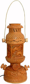 Wood Jungle Lamp Shade Hand Carved Jaali Design Rich Art Handicrafts from India