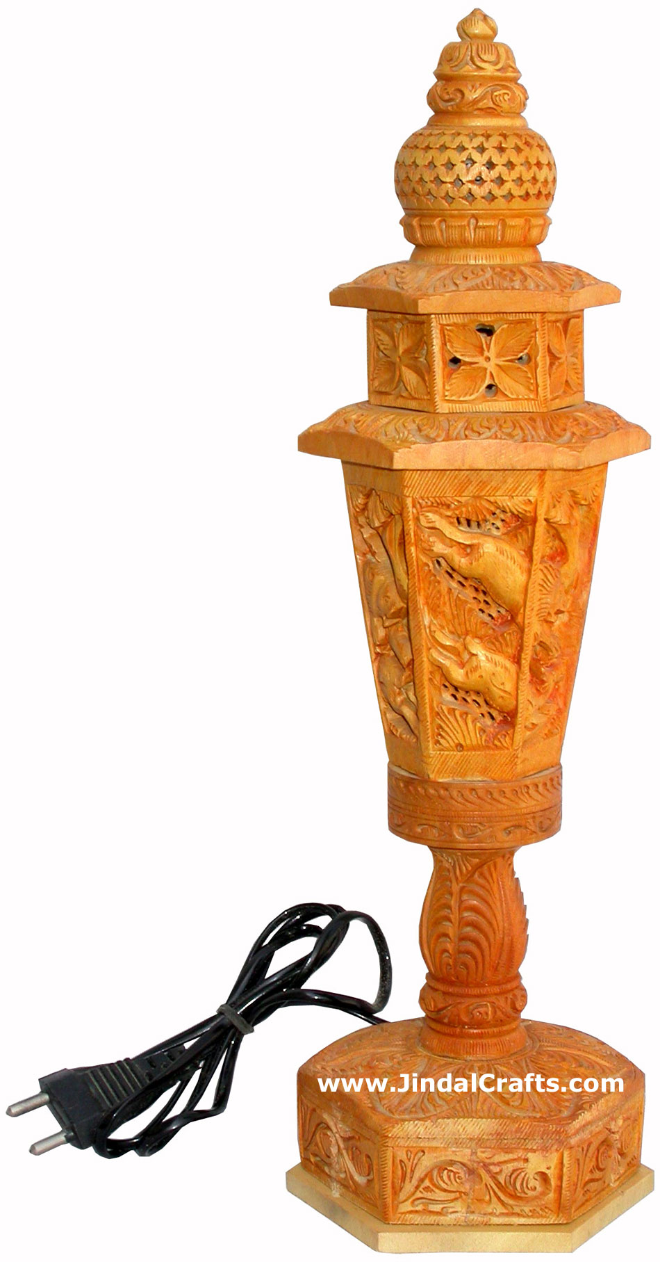 Wood Jungle Lamp Shade Hand Carved Jaali Design Rich Art Handicrafts from India
