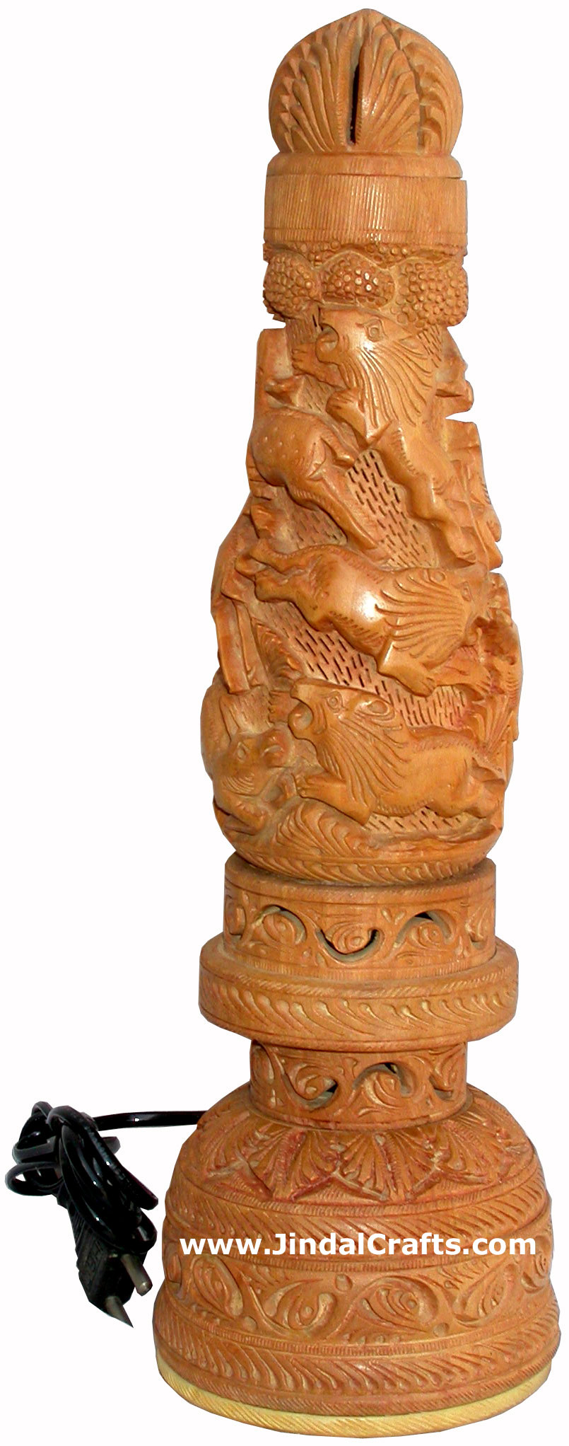 Wood Jungle Lamp Shade Hand Carved Jaali Design Rich Art Handicrafts from India