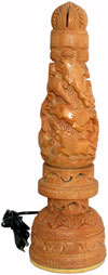 Wood Jungle Lamp Shade Hand Carved Jaali Design Rich Art Handicrafts from India