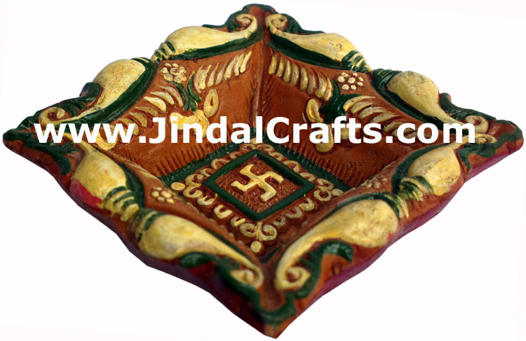 Terracotta Lamp - Handmade Colourful Painted Diwali Deepawali Traditional Lamp