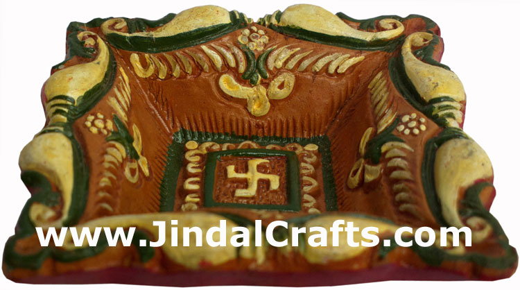 Terracotta Lamp - Handmade Colourful Painted Diwali Deepawali Traditional Lamp
