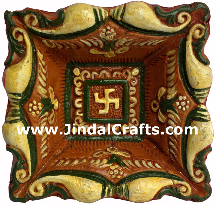 Terracotta Lamp - Handmade Colourful Painted Diwali Deepawali Traditional Lamp