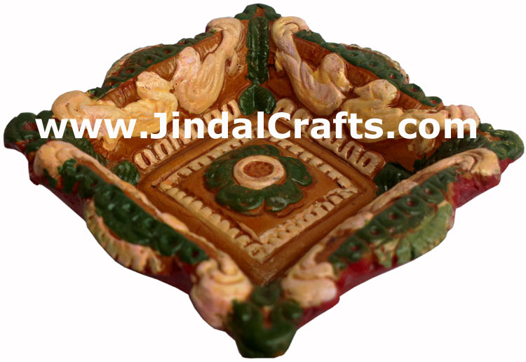 Terracotta Lamp - Handmade Colourful Painted Diwali Deepawali Traditional Lamp