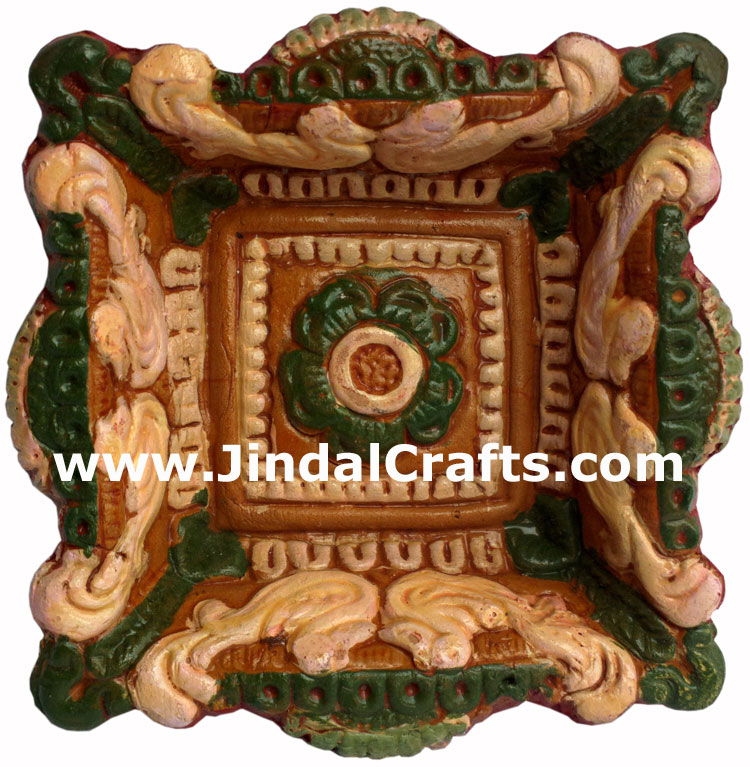 Terracotta Lamp - Handmade Colourful Painted Diwali Deepawali Traditional Lamp