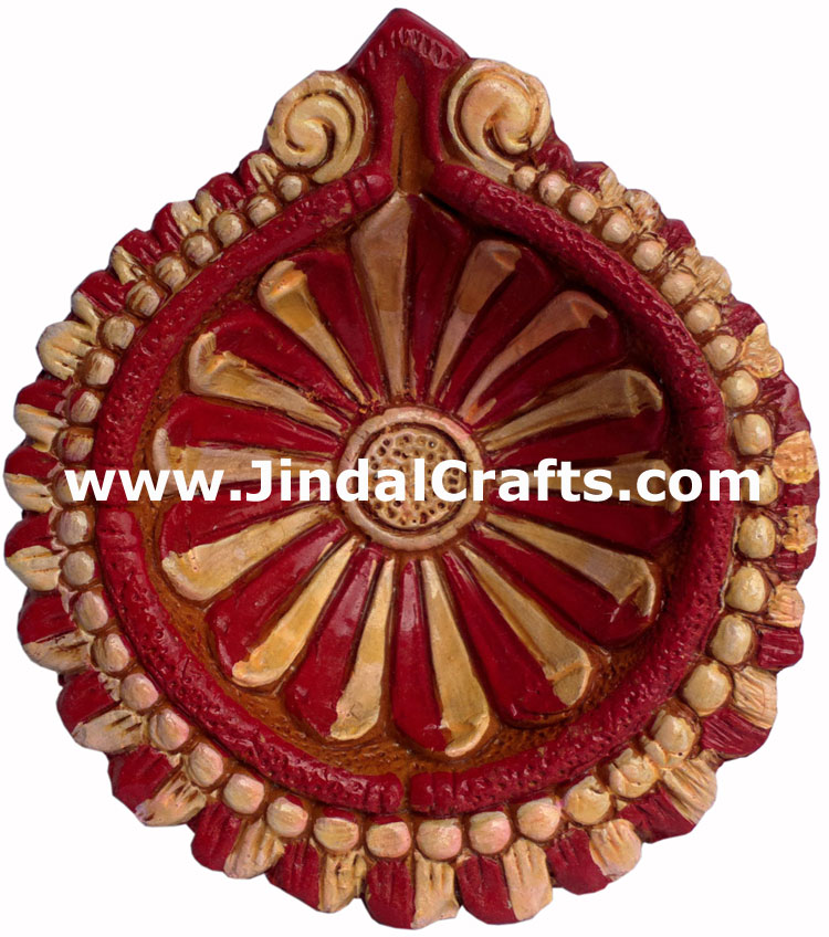 Terracotta Lamp - Handmade Colourful Painted Diwali Deepawali Traditional Lamp
