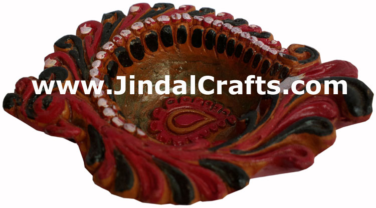 Terracotta Lamp - Handmade Colourful Painted Diwali Deepawali Traditional Lamp