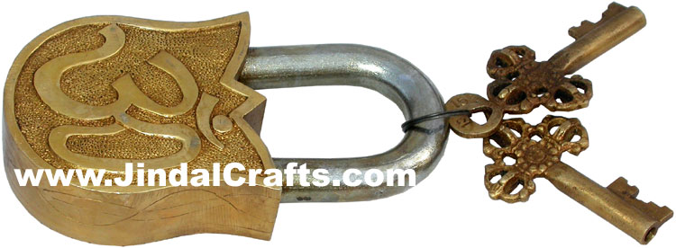 Handmade Brass Lock Hindu Religious Lord Ganesha Handicrafts India Art Crafts