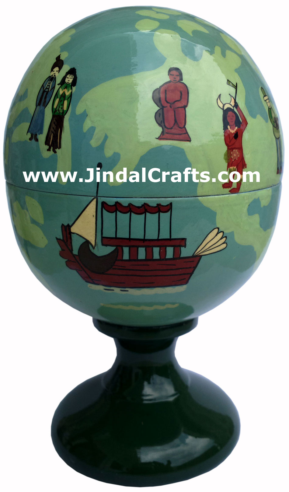Wooden Home Decor Artifact Handicraft Art From India Hand Painted Earth People