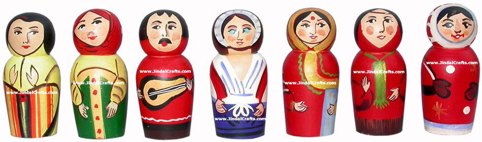 Wooden Home Decor Artifact Handicraft Art From India Hand Painted Earth People
