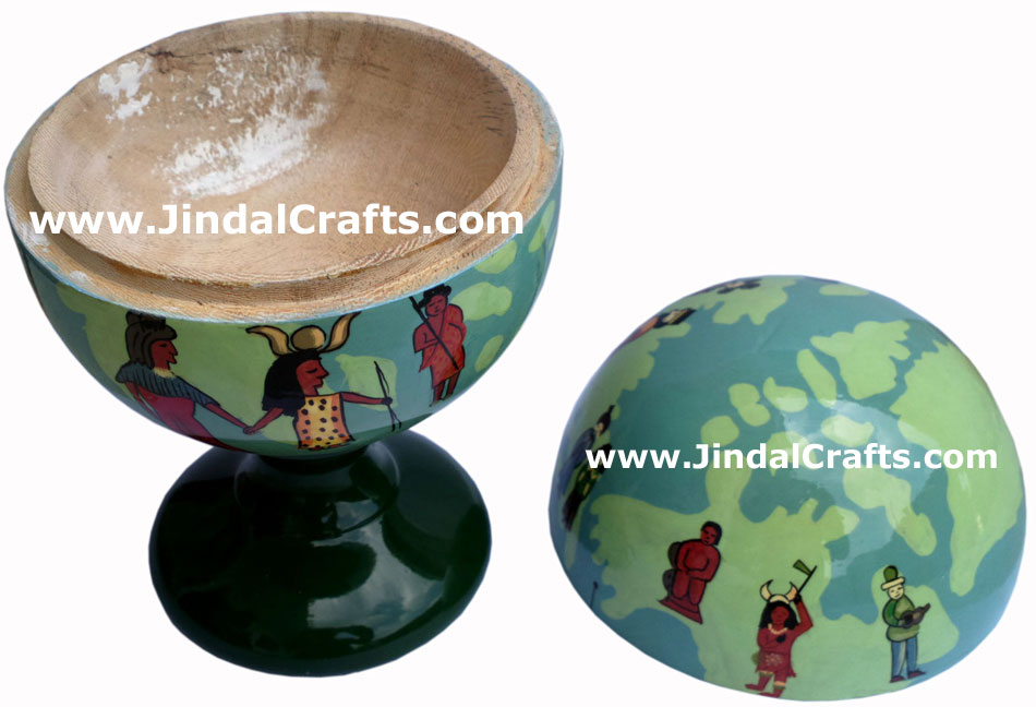 Wooden Home Decor Artifact Handicraft Art From India Hand Painted Earth People