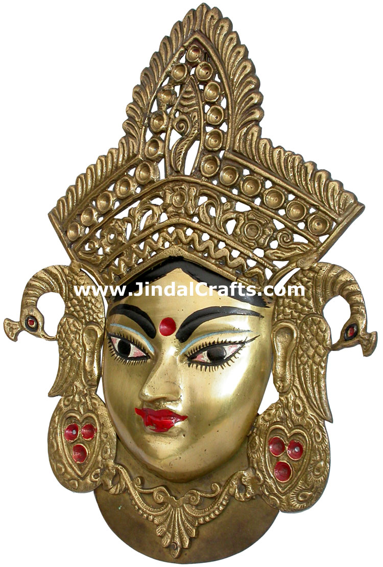 Maa Durga Face Wall Hanging Home Decor Brass Crafts Hindu Religious Handicrafts