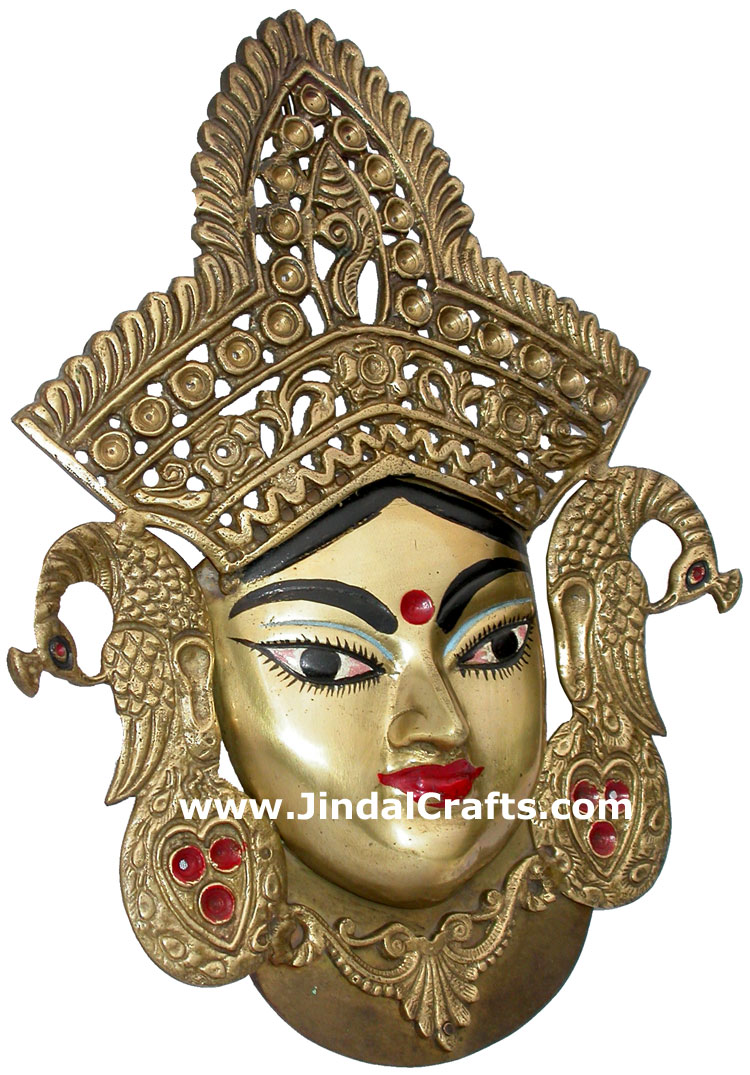 Maa Durga Face Wall Hanging Home Decor Brass Crafts Hindu Religious Handicrafts
