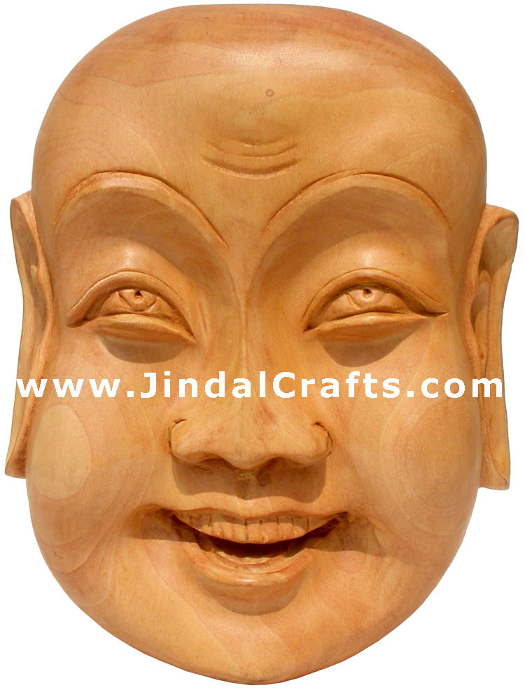 Hand Carved Happy Man Decorative Wall Wooden Mask India Decorative Home Decor
