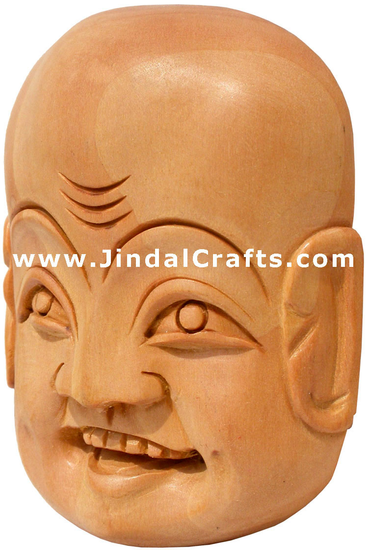 Hand Carved Happy Man Decorative Wall Wooden Mask India Decorative Home Decor